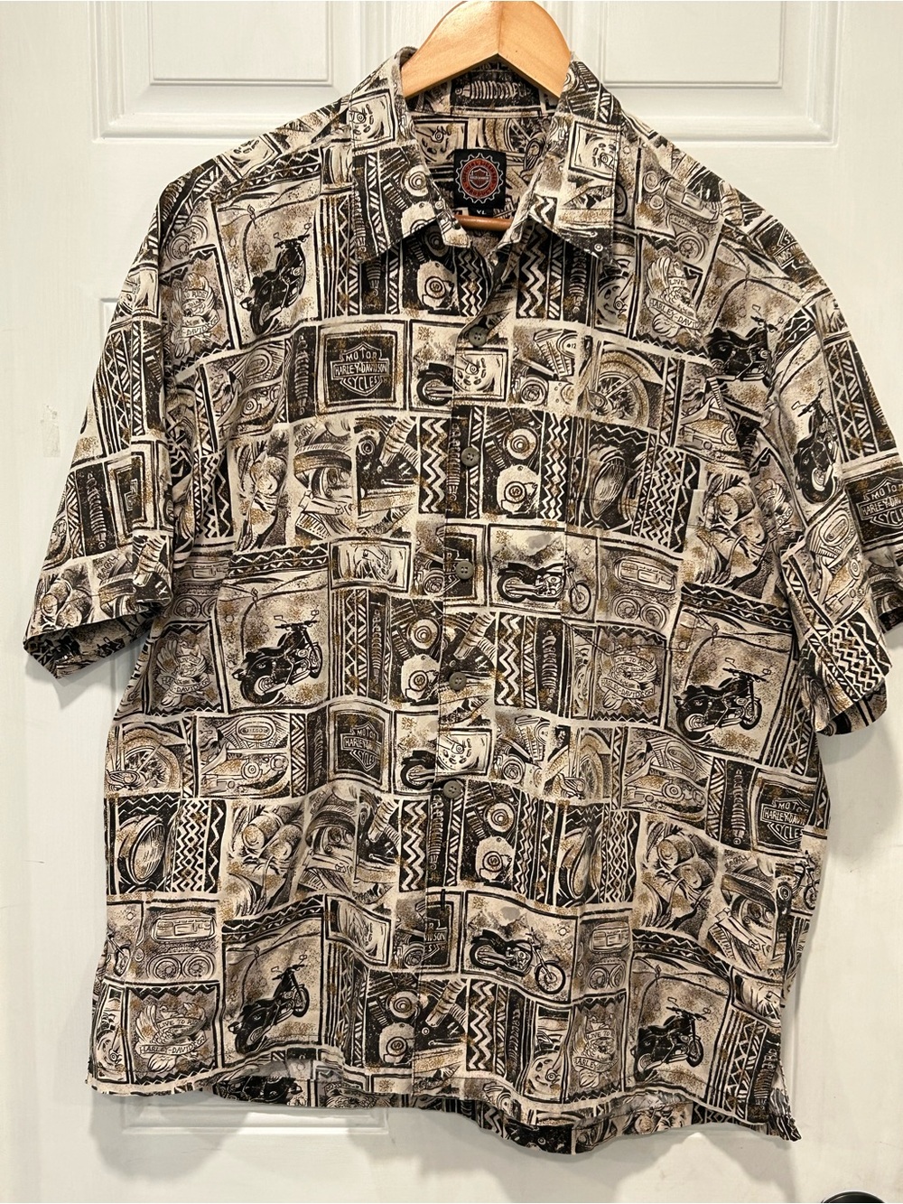Vtg Harley Davidson x Tori Richard Hawaiian Shirt XL 100% Cotton Made In Hawaii